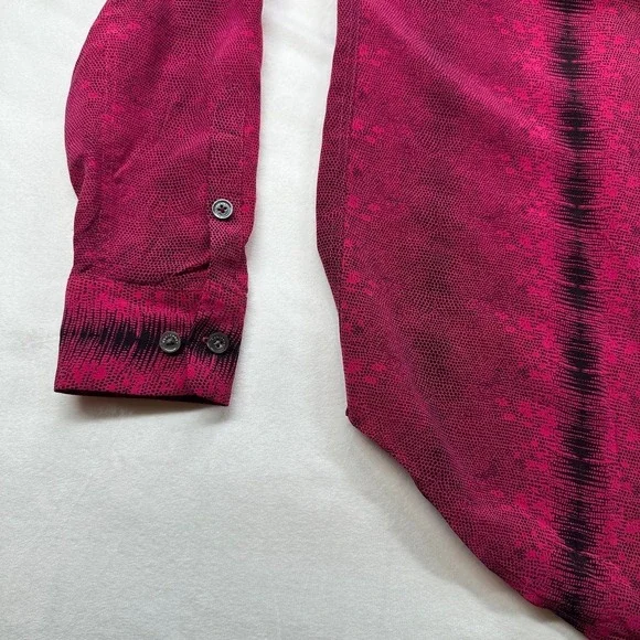 EQUIPMENT Femme Pink Black Snake Print Silk Button Up Shirt Size XS Long Sleeves - Picture 2 of 16